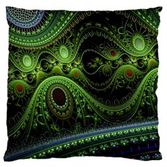 Fractal Green Gears Fantasy Large Cushion Case (two Sides) by Celenk