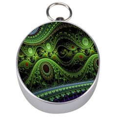 Fractal Green Gears Fantasy Silver Compasses by Celenk