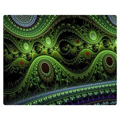 Fractal Green Gears Fantasy Double Sided Flano Blanket (medium)  by Celenk