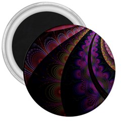 Fractal Colorful Pattern Spiral 3  Magnets by Celenk