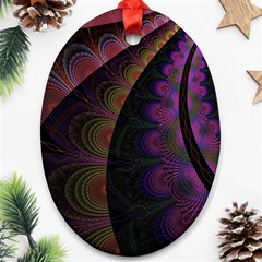 Fractal Colorful Pattern Spiral Ornament (oval) by Celenk