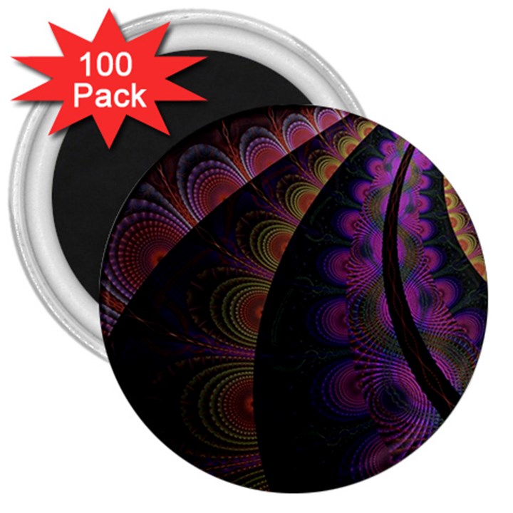 Fractal Colorful Pattern Spiral 3  Magnets (100 pack)