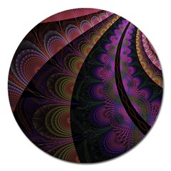 Fractal Colorful Pattern Spiral Magnet 5  (round) by Celenk