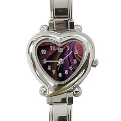 Fractal Colorful Pattern Spiral Heart Italian Charm Watch by Celenk