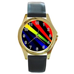 Graphic Design Computer Graphics Round Gold Metal Watch by Celenk