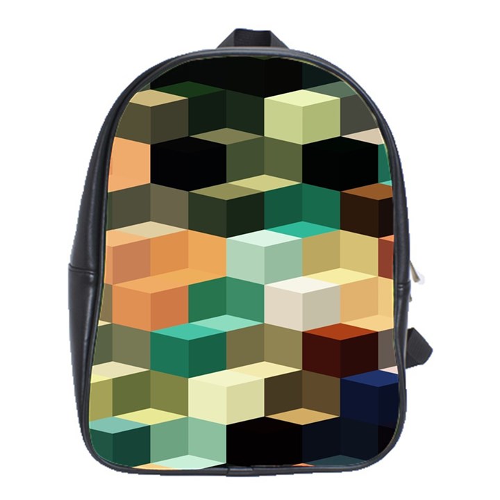 Art Design Color Pattern Creative 3d School Bag (Large)