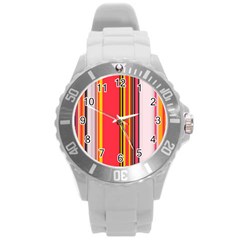 Abstract Background Pattern Textile Round Plastic Sport Watch (l) by Celenk