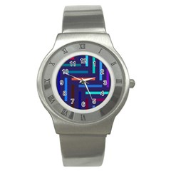 Lines Line Background Abstract Stainless Steel Watch by Celenk