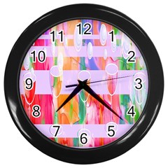 Watercolour Paint Dripping Ink Wall Clocks (black) by Celenk