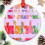 Watercolour Paint Dripping Ink Round Ornament (Two Sides) Front