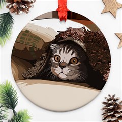 Cat Kitten Cute Pet Blanket Sweet Ornament (round) by Celenk