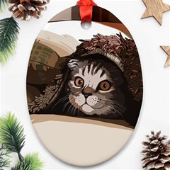 Cat Kitten Cute Pet Blanket Sweet Oval Ornament (two Sides) by Celenk