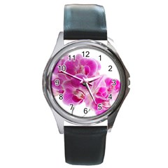 Orchid Phaleonopsis Art Plant Round Metal Watch by Celenk