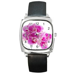 Orchid Phaleonopsis Art Plant Square Metal Watch by Celenk