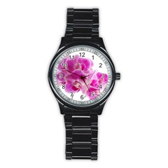 Orchid Phaleonopsis Art Plant Stainless Steel Round Watch by Celenk