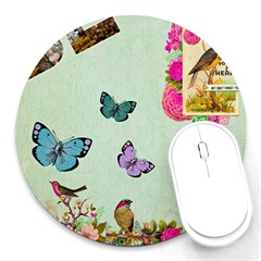 Whimsical Shabby Chic Collage Round Mousepads by NouveauDesign