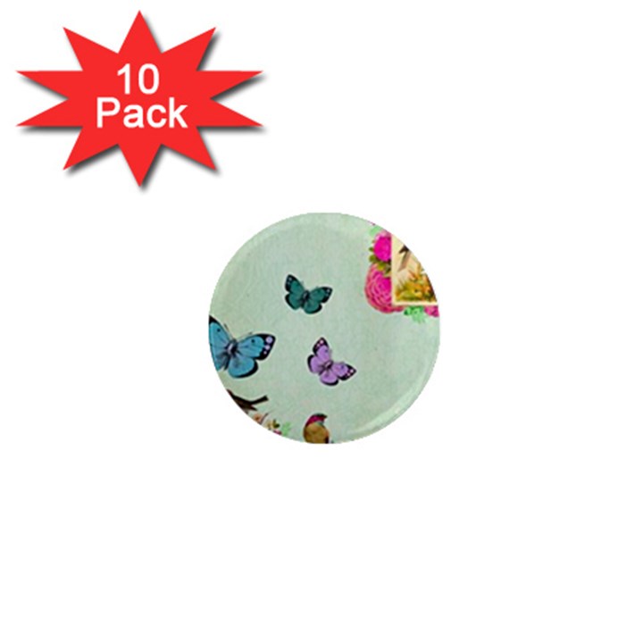 whimsical shabby chic collage 1  Mini Magnet (10 pack) 