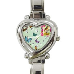 Whimsical Shabby Chic Collage Heart Italian Charm Watch by NouveauDesign