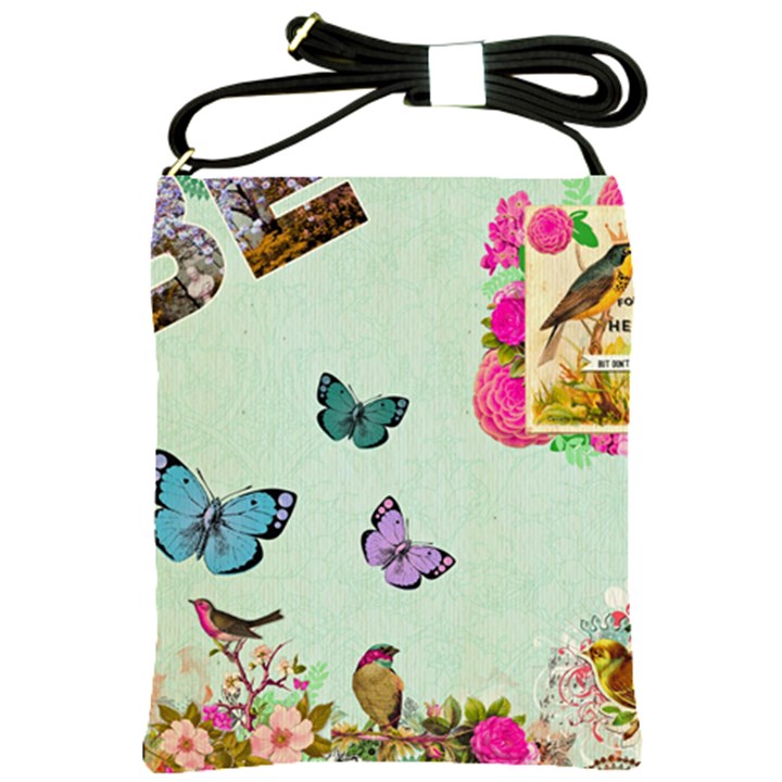 whimsical shabby chic collage Shoulder Sling Bags