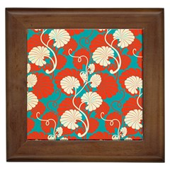 Floral Asian Vintage Pattern Framed Tiles by NouveauDesign