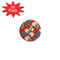 Floral Asian Vintage Pattern 1  Mini Magnet (10 Pack)  by NouveauDesign