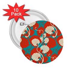 Floral Asian Vintage Pattern 2 25  Buttons (10 Pack)  by NouveauDesign