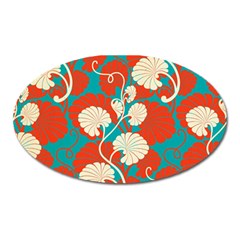 Floral Asian Vintage Pattern Oval Magnet by NouveauDesign