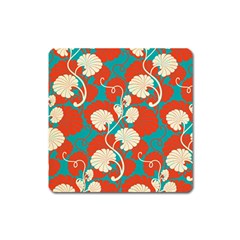 Floral Asian Vintage Pattern Square Magnet by NouveauDesign