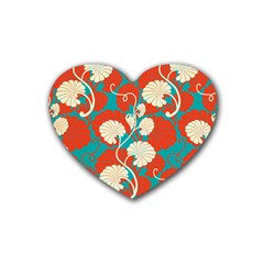 Floral Asian Vintage Pattern Heart Coaster (4 Pack)  by NouveauDesign