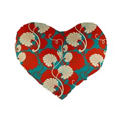 Floral Asian Vintage Pattern Standard 16  Premium Flano Heart Shape Cushions by NouveauDesign