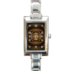 Fractal Copper Amber Abstract Rectangle Italian Charm Watch by Celenk