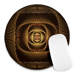 Fractal Copper Amber Abstract Round Mousepads by Celenk