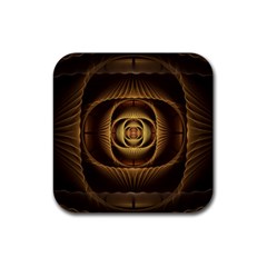 Fractal Copper Amber Abstract Rubber Coaster (square)  by Celenk