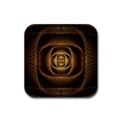 Fractal Copper Amber Abstract Rubber Square Coaster (4 Pack)  by Celenk