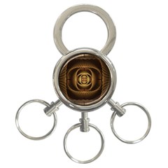 Fractal Copper Amber Abstract 3-ring Key Chains by Celenk