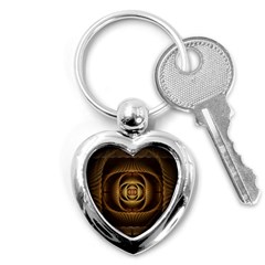 Fractal Copper Amber Abstract Key Chains (heart)  by Celenk