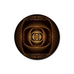 Fractal Copper Amber Abstract Rubber Coaster (round)  by Celenk