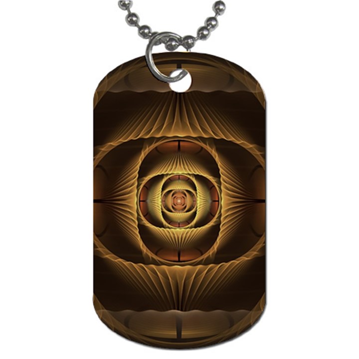 Fractal Copper Amber Abstract Dog Tag (Two Sides)