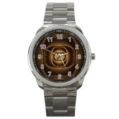 Fractal Copper Amber Abstract Sport Metal Watch by Celenk