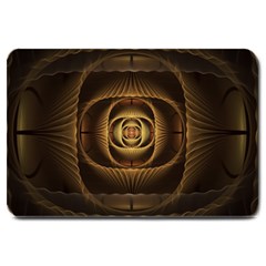 Fractal Copper Amber Abstract Large Doormat  by Celenk