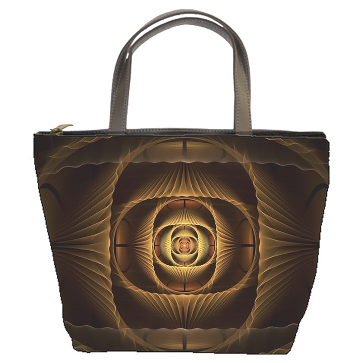 Fractal Copper Amber Abstract Bucket Bags