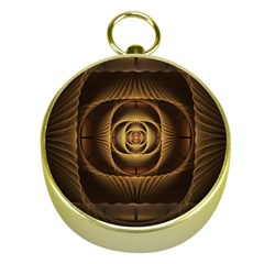 Fractal Copper Amber Abstract Gold Compasses by Celenk