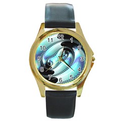 Background Pattern Jewellery Round Gold Metal Watch by Celenk