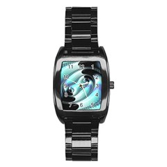 Background Pattern Jewellery Stainless Steel Barrel Watch by Celenk