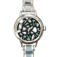 Fuzzy Abstract Art Urban Fragments Round Italian Charm Watch by Celenk