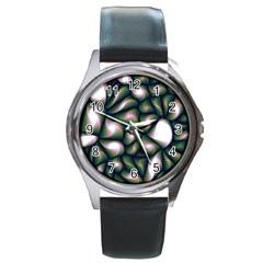 Fuzzy Abstract Art Urban Fragments Round Metal Watch by Celenk