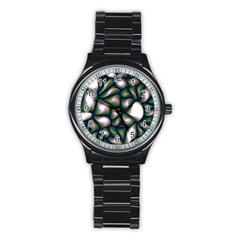 Fuzzy Abstract Art Urban Fragments Stainless Steel Round Watch by Celenk