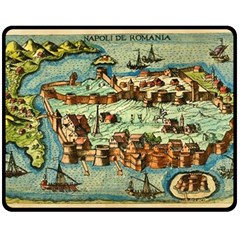 Medeival Ancient Map Fortress Double Sided Fleece Blanket (medium)  by Celenk