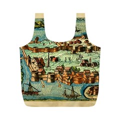 Medeival Ancient Map Fortress Full Print Recycle Bags (m)  by Celenk