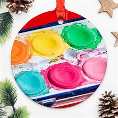 Palette Brush Paint Box Color Ornament (round) by Celenk